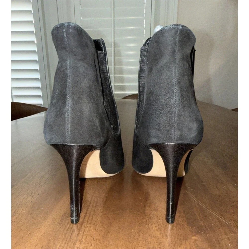 Tory Burch Pointed Toe Ankle Booties Black Leather Stiletto Heel Chelsea 7M